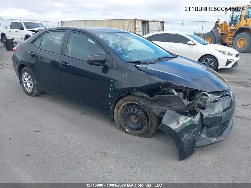 TOYOTA COROLLA 2016, VIN 2T1BURHE6GC645074