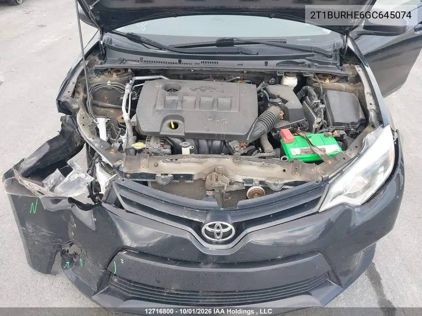 2016 TOYOTA COROLLA VIN 2T1BURHE6GC645074 — фото 10