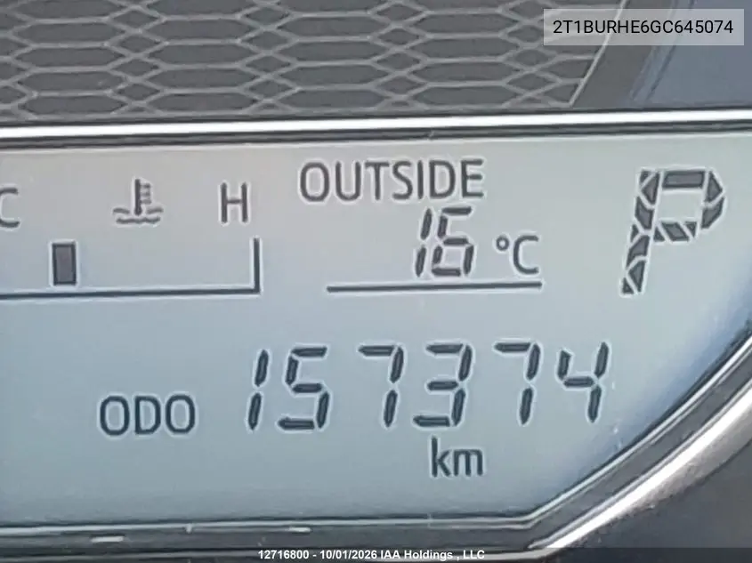 2016 TOYOTA COROLLA VIN 2T1BURHE6GC645074 — фото 16