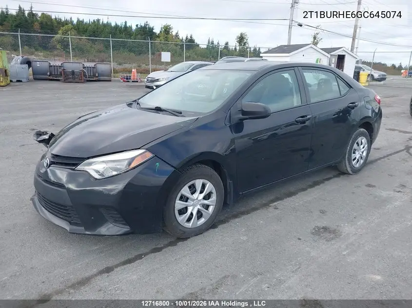 2016 TOYOTA COROLLA VIN 2T1BURHE6GC645074 — фото 2