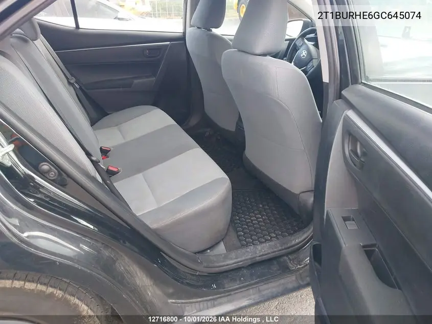 2016 TOYOTA COROLLA VIN 2T1BURHE6GC645074 — фото 8