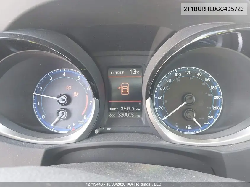 2016 TOYOTA COROLLA VIN 2T1BURHE0GC495723 — фото 7