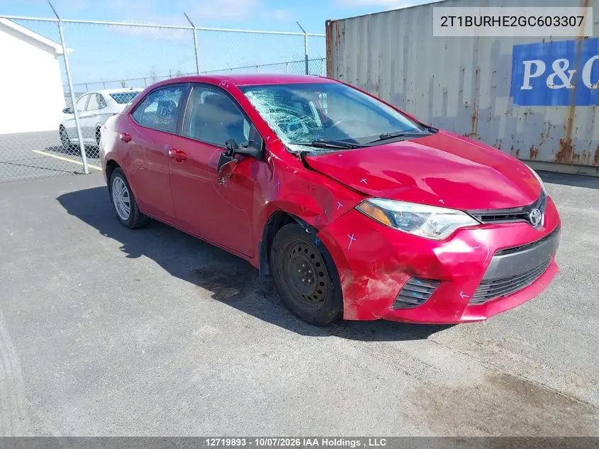 TOYOTA COROLLA 2016, VIN 2T1BURHE2GC603307