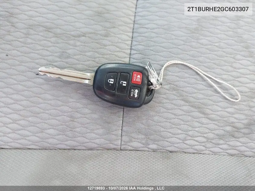 2016 TOYOTA COROLLA VIN 2T1BURHE2GC603307 — фото 11