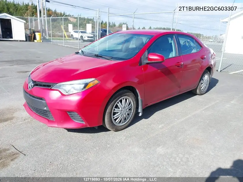 2016 TOYOTA COROLLA VIN 2T1BURHE2GC603307 — фото 2