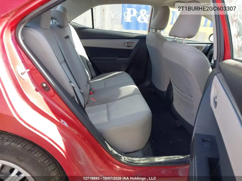 2016 TOYOTA COROLLA VIN 2T1BURHE2GC603307 — фото 8