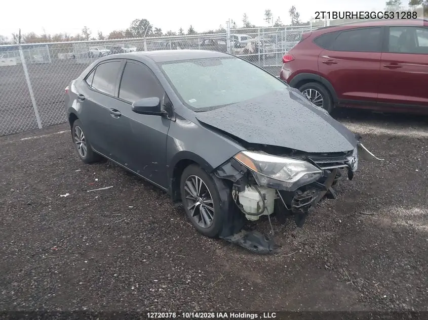TOYOTA COROLLA 2016, VIN 2T1BURHE3GC531288