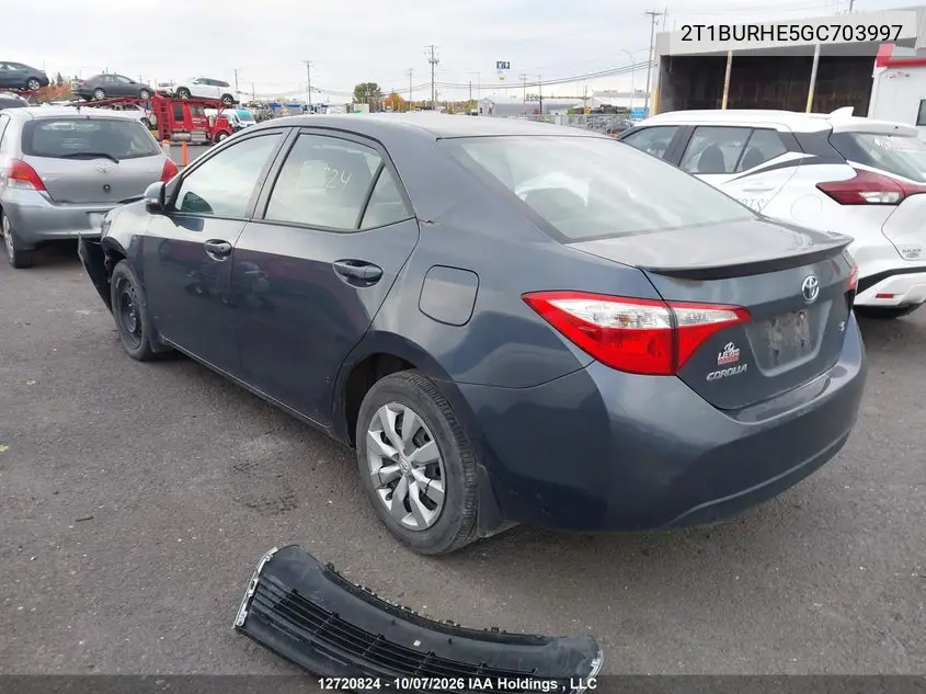 2016 TOYOTA COROLLA VIN 2T1BURHE5GC703997 — фото 3
