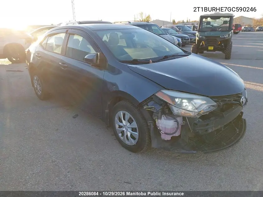 TOYOTA COROLLA 2016, VIN 2T1BURHE7GC590246