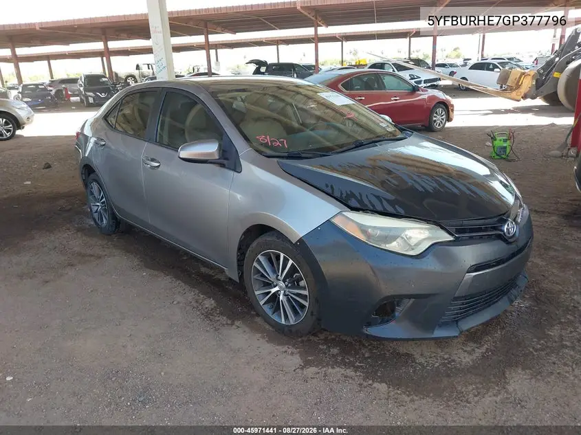 TOYOTA COROLLA 2016, VIN 5YFBURHE7GP377796