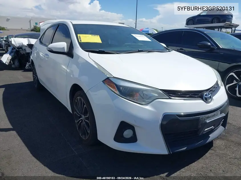 TOYOTA COROLLA 2016, VIN 5YFBURHE3GP520131