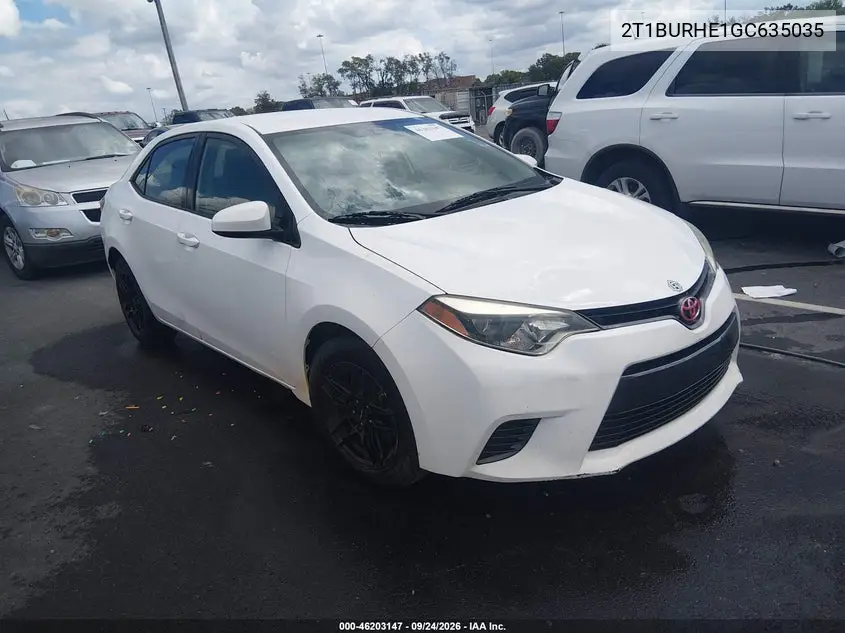 TOYOTA COROLLA 2016, VIN 2T1BURHE1GC635035