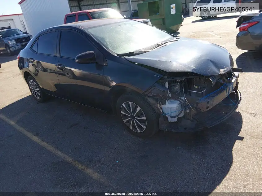 TOYOTA COROLLA 2016, VIN 5YFBURHE6GP405541