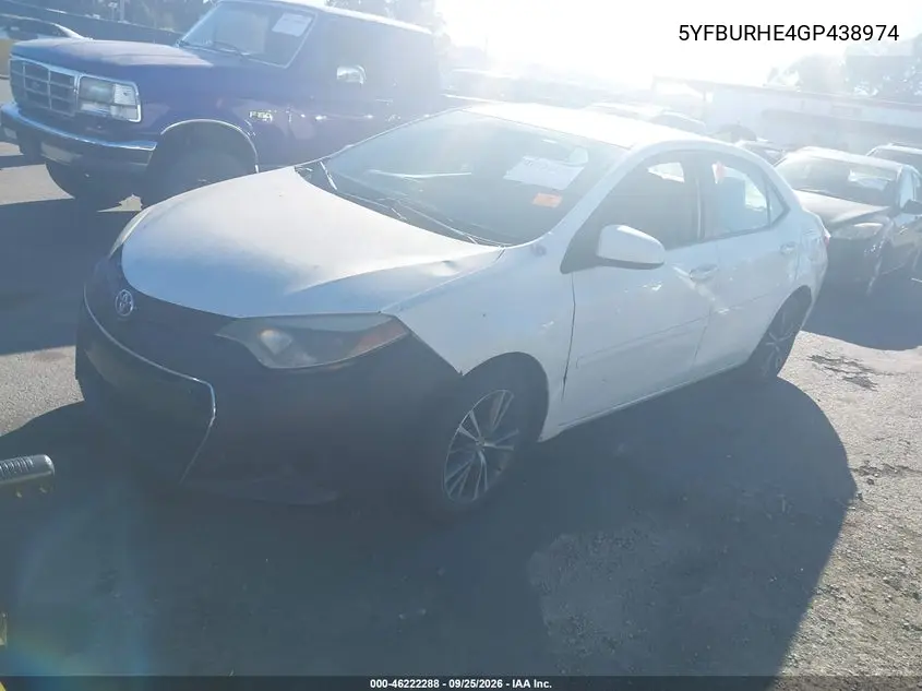 2016 TOYOTA COROLLA VIN 5YFBURHE4GP438974 — фото 2