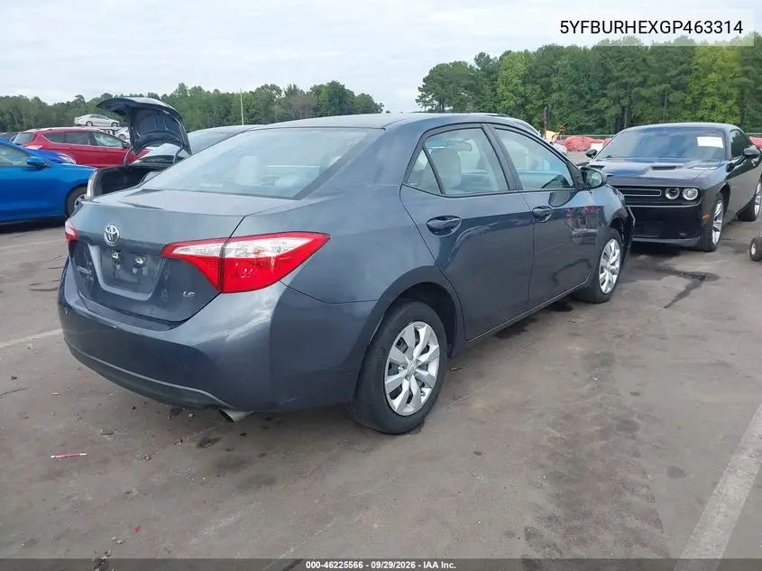 2016 TOYOTA COROLLA VIN 5YFBURHEXGP463314 — фото 4