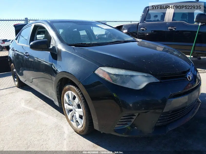 TOYOTA COROLLA 2016, VIN 5YFBURHE9GP522935