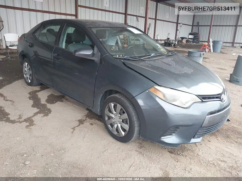 TOYOTA COROLLA 2016, VIN 5YFBURHE7GP513411