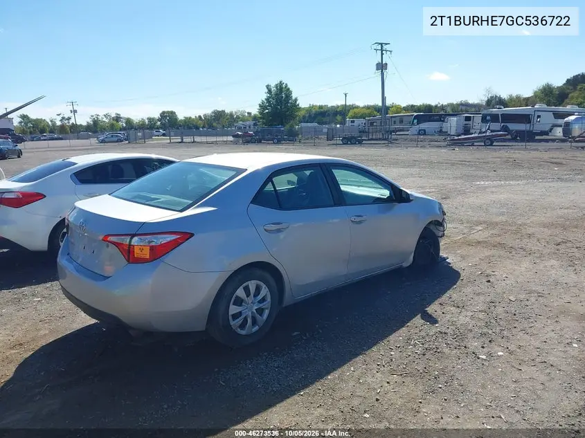 2016 TOYOTA COROLLA VIN 2T1BURHE7GC536722 — фото 4