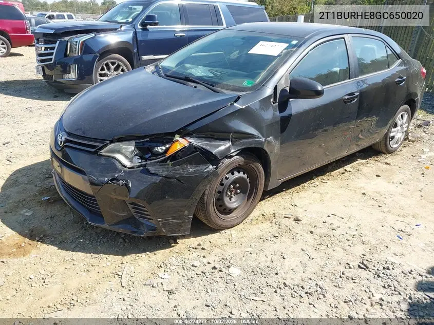 2016 TOYOTA COROLLA VIN 2T1BURHE8GC650020 — фото 2