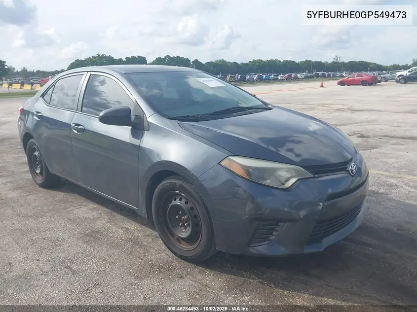 TOYOTA COROLLA 2016, VIN 5YFBURHE0GP549473