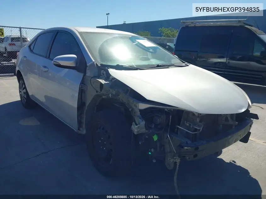 TOYOTA COROLLA 2016, VIN 5YFBURHEXGP394835