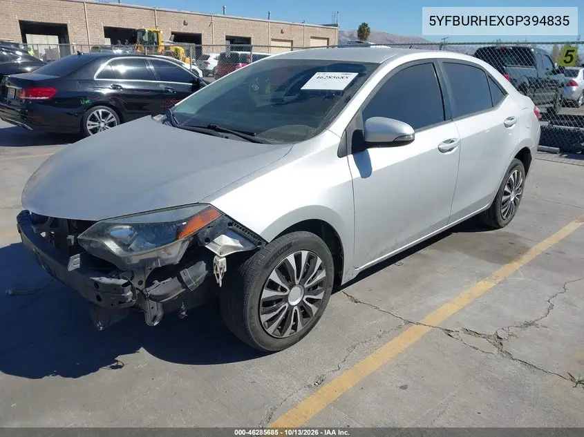 2016 TOYOTA COROLLA VIN 5YFBURHEXGP394835 — фото 2