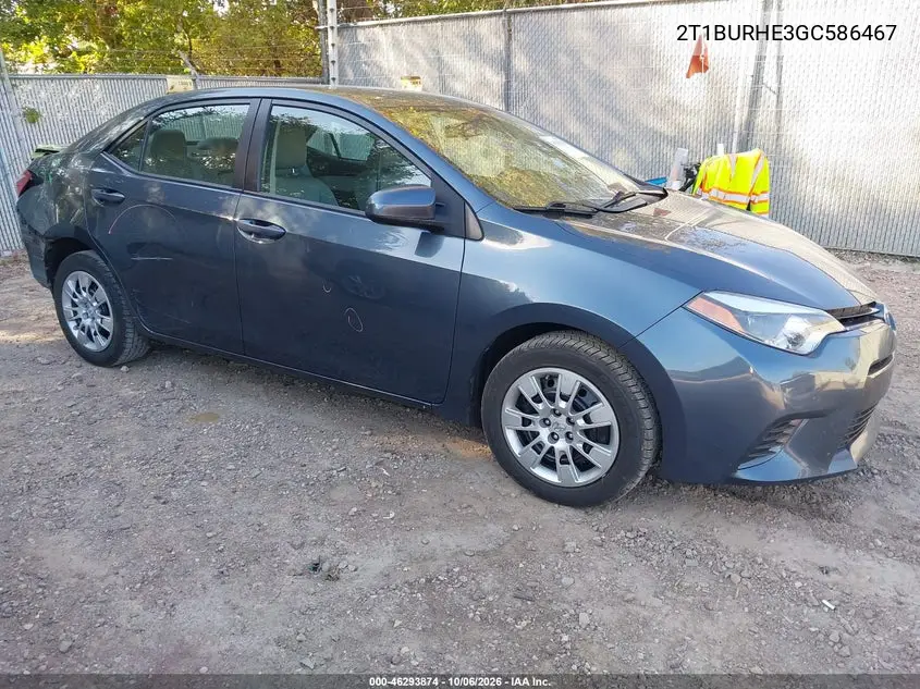 TOYOTA COROLLA 2016, VIN 2T1BURHE3GC586467