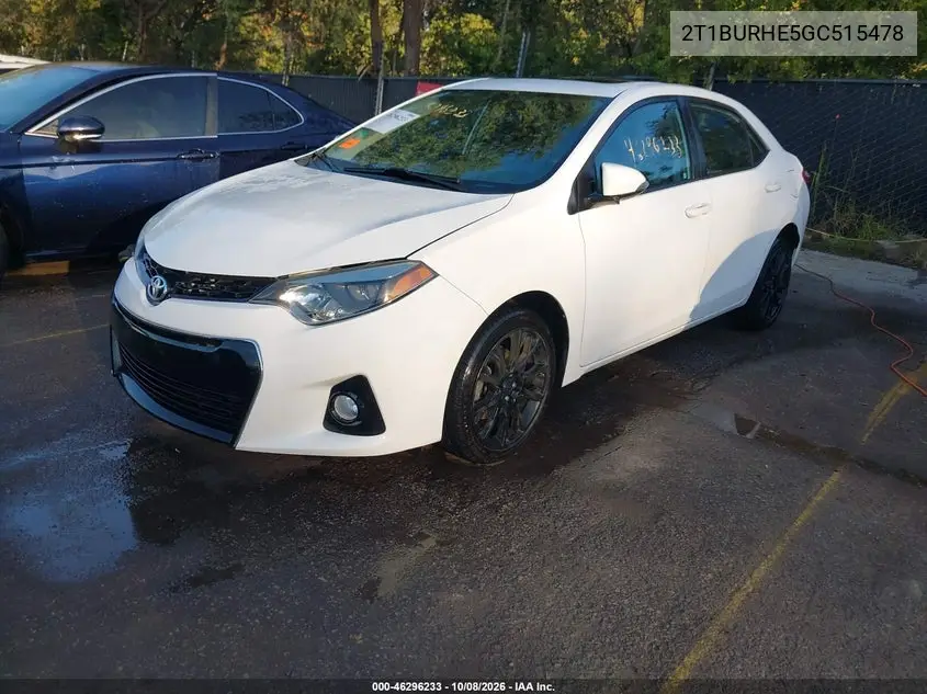 2016 TOYOTA COROLLA VIN 2T1BURHE5GC515478 — фото 2