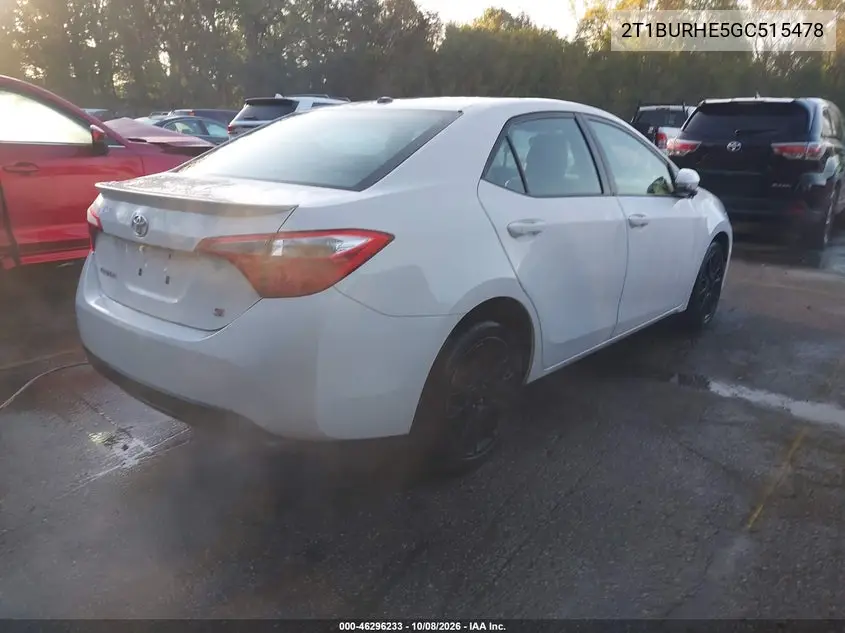 2016 TOYOTA COROLLA VIN 2T1BURHE5GC515478 — фото 4