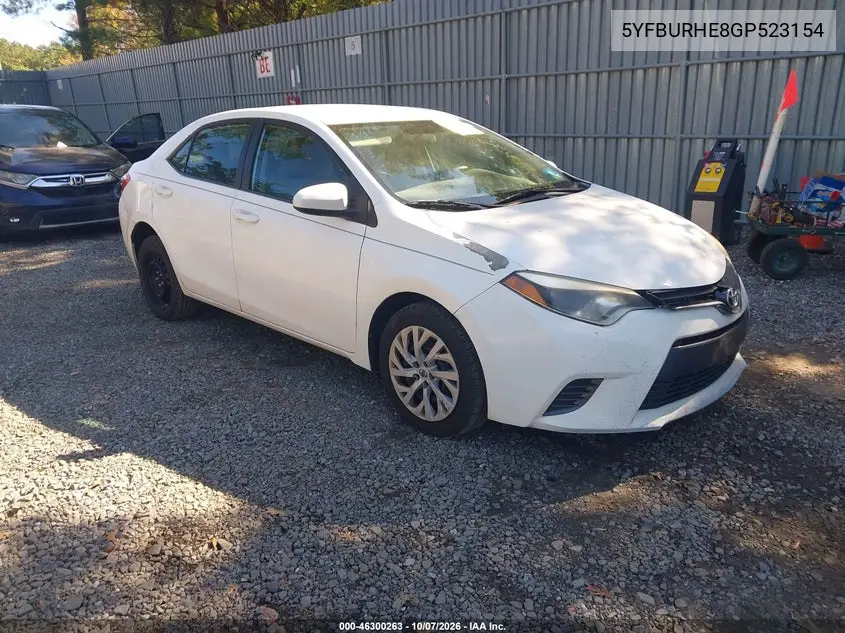 TOYOTA COROLLA 2016, VIN 5YFBURHE8GP523154