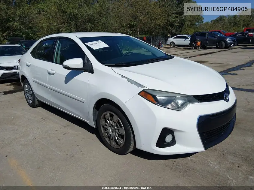 TOYOTA COROLLA 2016, VIN 5YFBURHE6GP484905