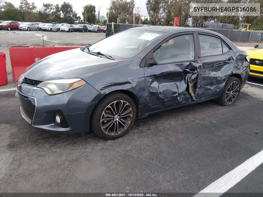 2016 TOYOTA COROLLA VIN 5YFBURHE4GP516086 — фото 2