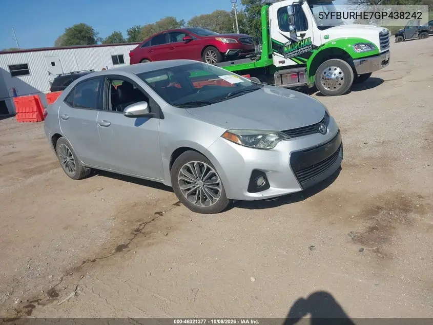 TOYOTA COROLLA 2016, VIN 5YFBURHE7GP438242