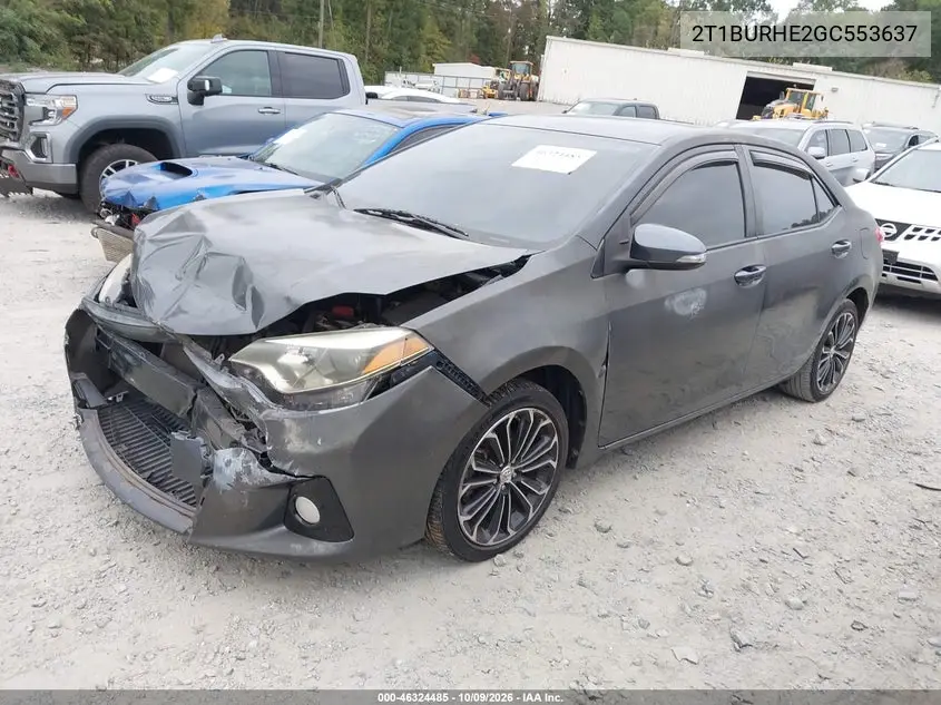 2016 TOYOTA COROLLA VIN 2T1BURHE2GC553637 — фото 2