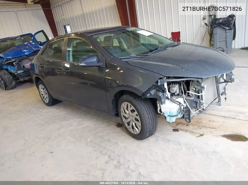 TOYOTA COROLLA 2016, VIN 2T1BURHE7GC571826