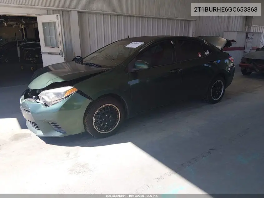 2016 TOYOTA COROLLA VIN 2T1BURHE6GC653868 — фото 2