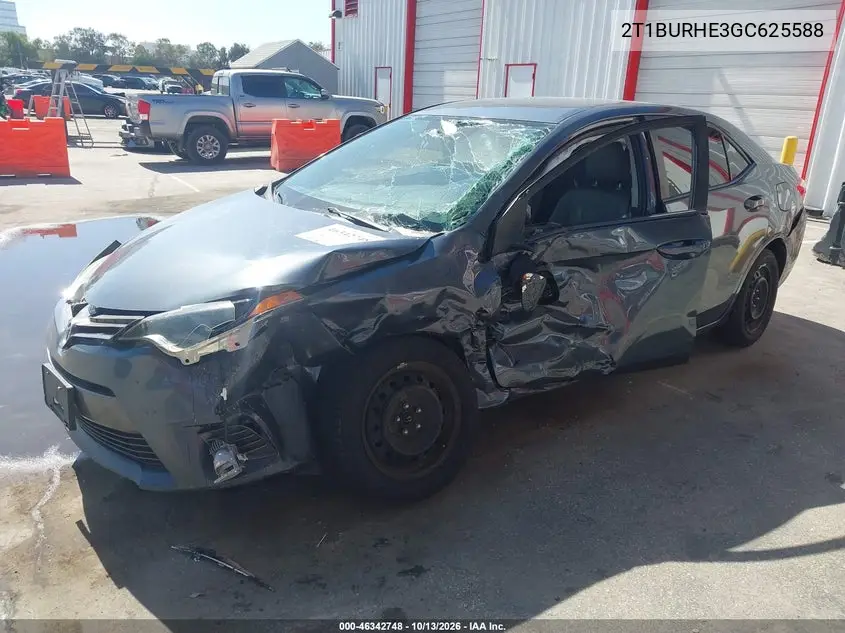 2016 TOYOTA COROLLA VIN 2T1BURHE3GC625588 — фото 2
