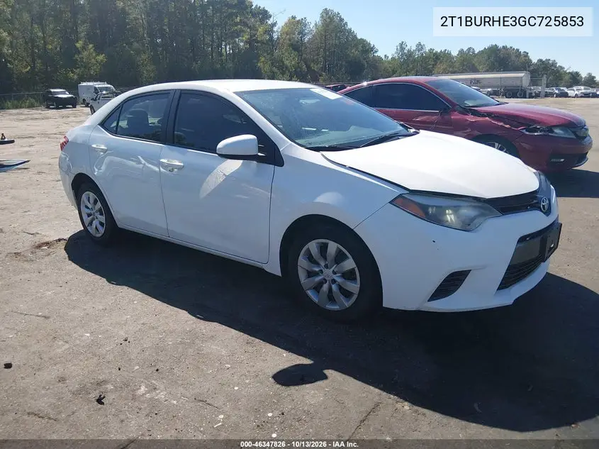 TOYOTA COROLLA 2016, VIN 2T1BURHE3GC725853