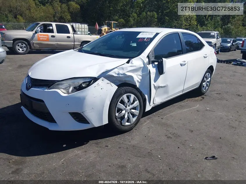 2016 TOYOTA COROLLA VIN 2T1BURHE3GC725853 — фото 2