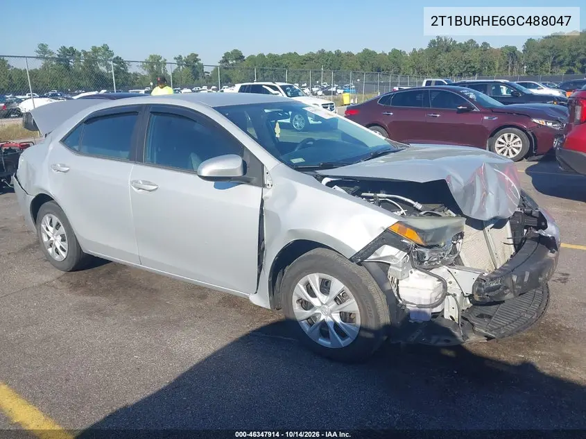 TOYOTA COROLLA 2016, VIN 2T1BURHE6GC488047
