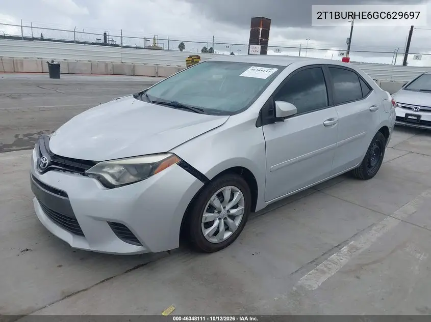 2016 TOYOTA COROLLA VIN 2T1BURHE6GC629697 — фото 2