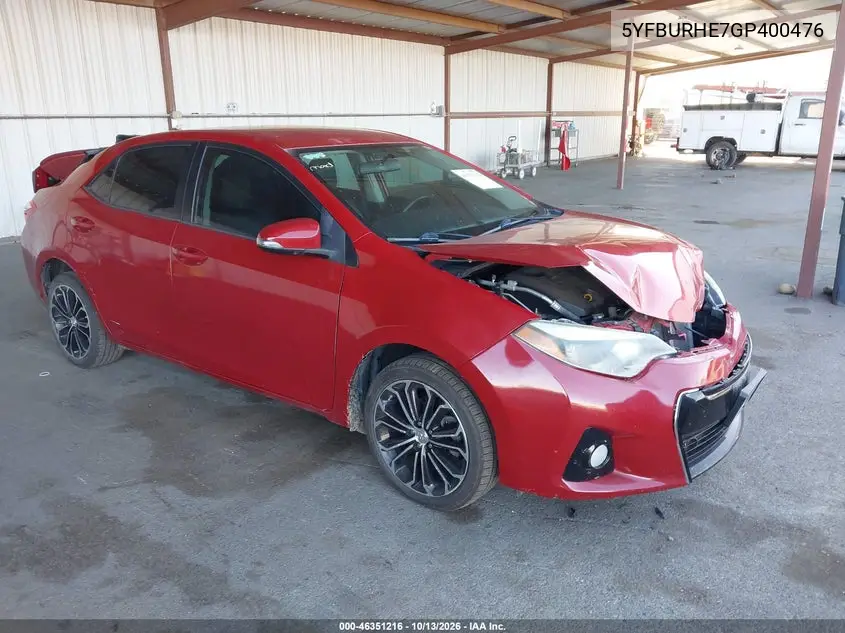 TOYOTA COROLLA 2016, VIN 5YFBURHE7GP400476