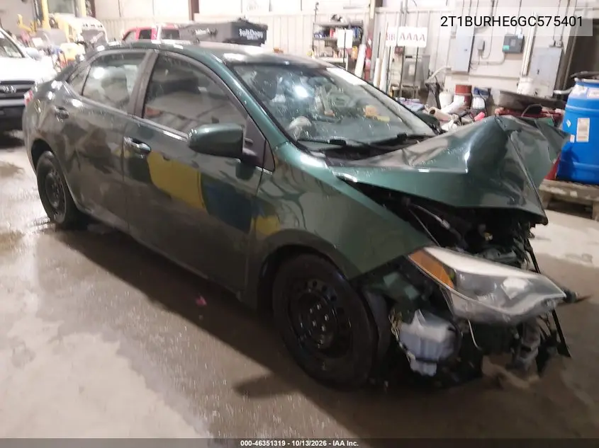 TOYOTA COROLLA 2016, VIN 2T1BURHE6GC575401
