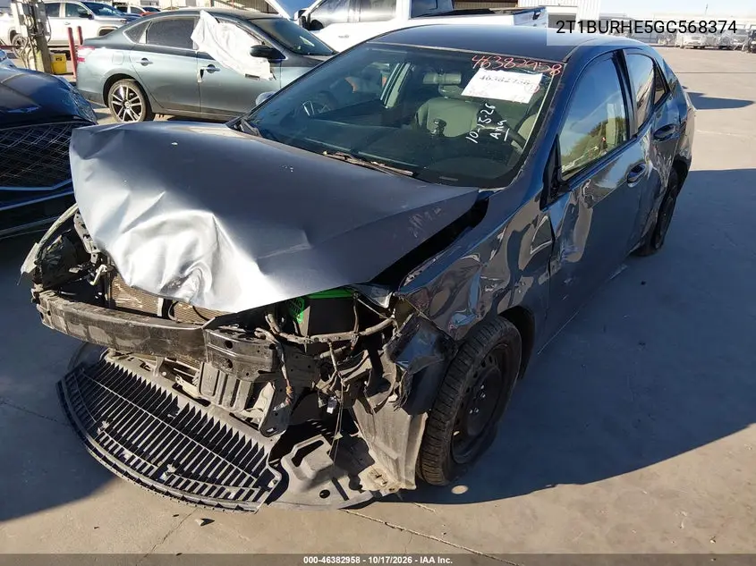 2016 TOYOTA COROLLA VIN 2T1BURHE5GC568374 — фото 2