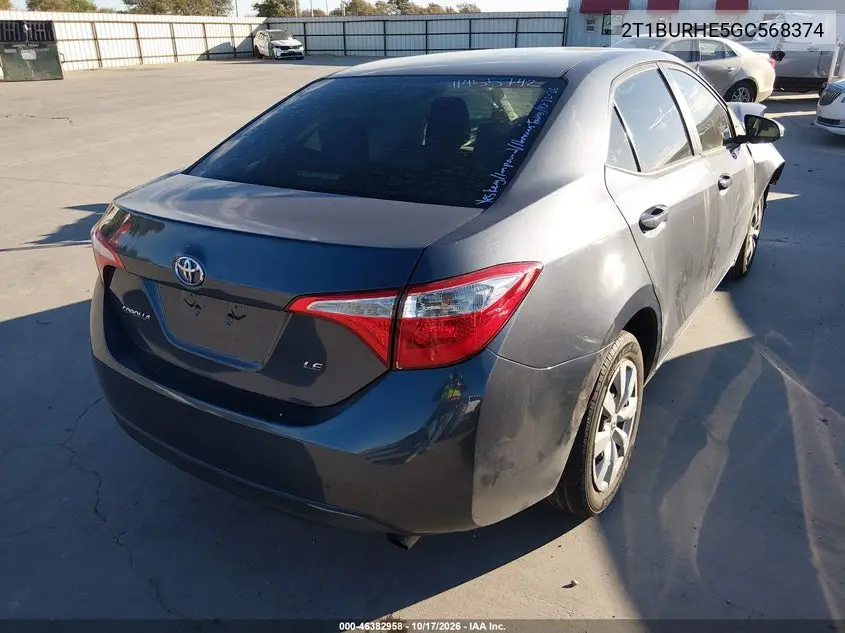 2016 TOYOTA COROLLA VIN 2T1BURHE5GC568374 — фото 4