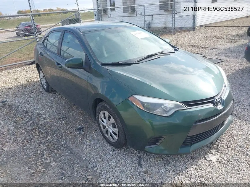 TOYOTA COROLLA 2016, VIN 2T1BPRHE9GC538527