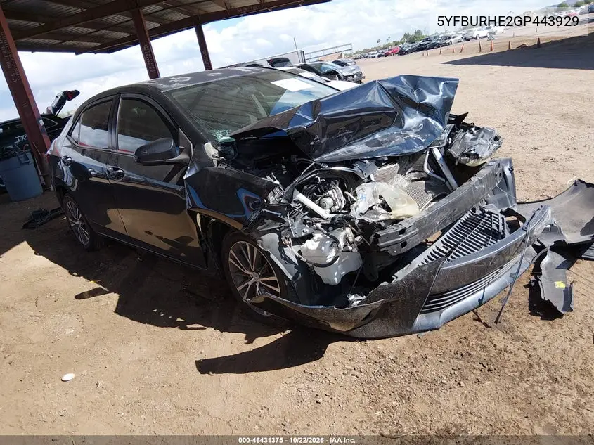 TOYOTA COROLLA 2016, VIN 5YFBURHE2GP443929