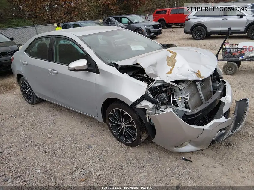 TOYOTA COROLLA 2016, VIN 2T1BURHE1GC597399