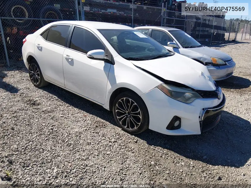 TOYOTA COROLLA 2016, VIN 5YFBURHE4GP475569