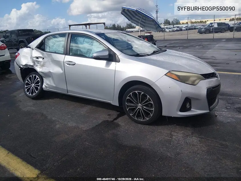 TOYOTA COROLLA 2016, VIN 5YFBURHE0GP550090